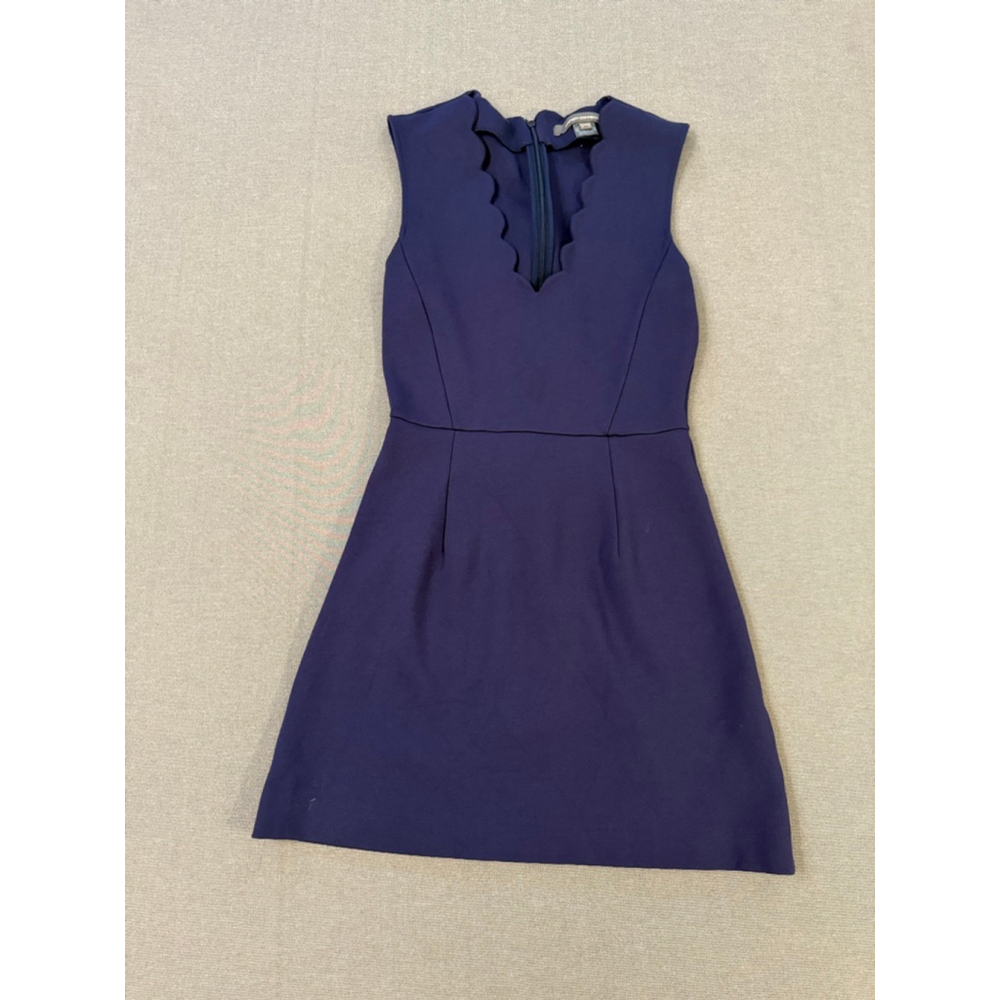French Connection Lula Scallop V-Neck Navy Dress Size 0 - Picture 5 of 6